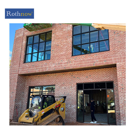 Rothnow® Aluminum Window 50 Series fixed window with black lattice decoration, 1000mm wide by 1000mm high, modern design.