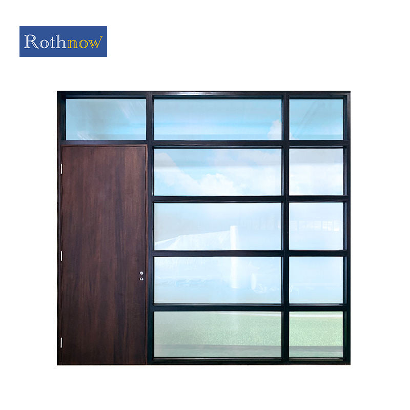Rothnow® Aluminum Window 50 Series fixed window with black lattice decoration, 1000mm wide by 1000mm high, modern design.