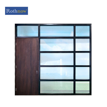 Rothnow® Aluminum Window 50 Series fixed window with black lattice decoration, 1000mm wide by 1000mm high, modern design.