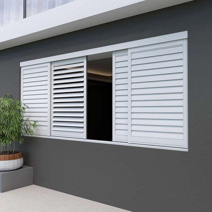 Rothnow Aluminum Window 50 Series louver window, black finish, 1000mm wide by 1000mm high, with adjustable louvers.