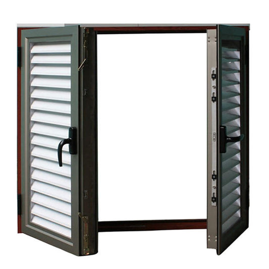 Rothnow® aluminum 50 series louver casement window, 1000mm x 1000mm black frame with adjustable louvers.