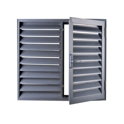 Rothnow® Aluminum 50 Series Louver Window, casement style, black finish, 1000mm wide by 1000mm high with 150mm frame width.