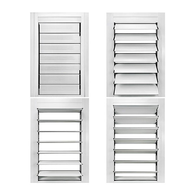 Rothnow® Aluminum 50 Series Louver Window, black casement window with horizontal louvers, 1000mm wide by 1000mm high.