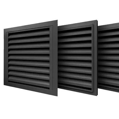 Black Rothnow aluminum 50 series fixed louver window with 1000mm width and height, featuring sleek horizontal louvers.