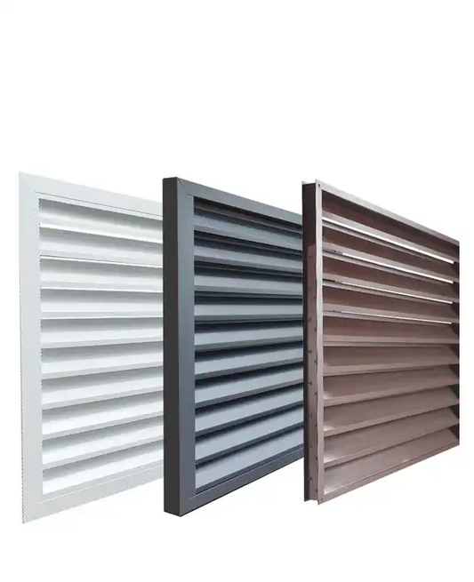Rothnow aluminum window 50 series fixed louver window with black frame, 1000mm W x 1000mm H, showcasing sleek modern design.