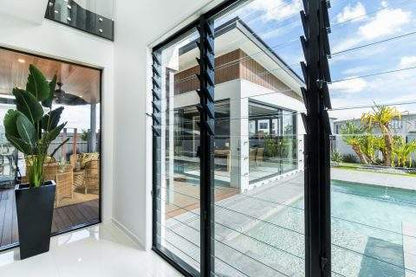 Rothnow® Aluminum 50 Series Louver Window with glass louvers, black frame, 1000mm x 1000mm size for modern ventilation and style