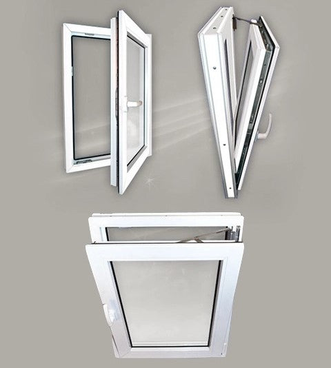 Rothnow® Aluminum 50 Series Tilt & Turn Window, 1000mm W x 1000mm H, black frame, modern design, home window with tilt and turn function