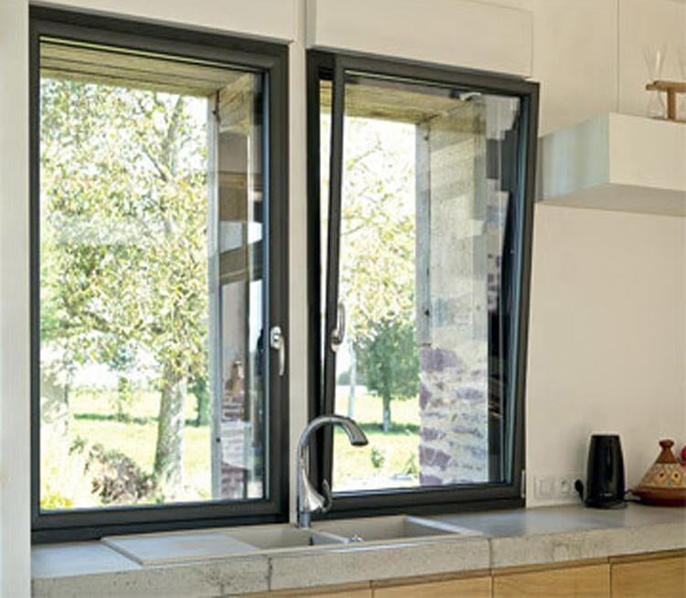 Rothnow® aluminum 50 Series tilt and turn window, black finish, 1000mm wide by 1000mm high with 150mm frame, modern window design