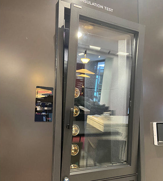 Rothnow® Aluminum 50 Series Tilt & Turn Window in black, 1000mm x 1000mm, showing the sleek frame and tilt-turn opening mechanism.