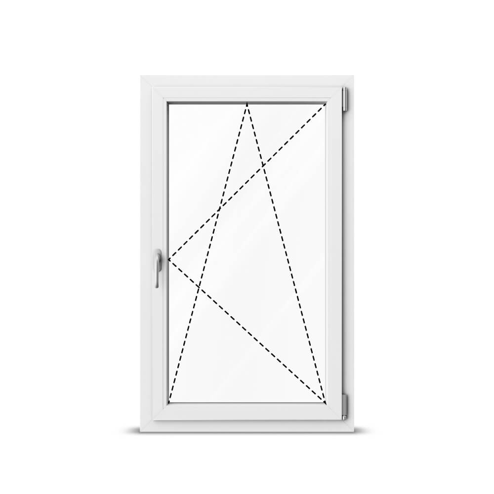 Rothnow® Aluminum Window 50 Series white tilt and turn window, 1000mm x 1000mm, with black frame accents, open in tilt position