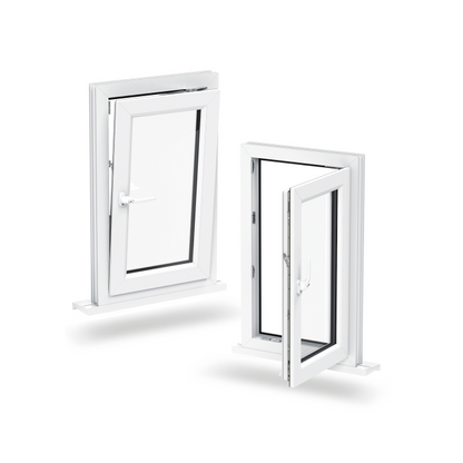 Rothnow® Aluminum 50 Series White Tilt & Turn Window, 1000mm x 1000mm, with black frame details shown.