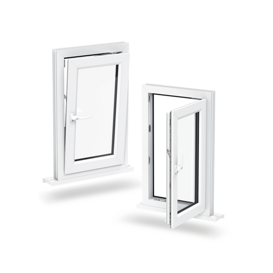 Rothnow® Aluminum 50 Series White Tilt & Turn Window, 1000mm x 1000mm, with black frame details shown.