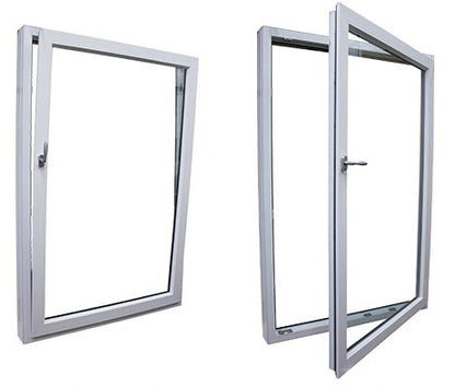 Rothnow® aluminum 50 series tilt and turn white window, 1000mm W x 1000mm H with black frame accents, showcasing its sleek design.