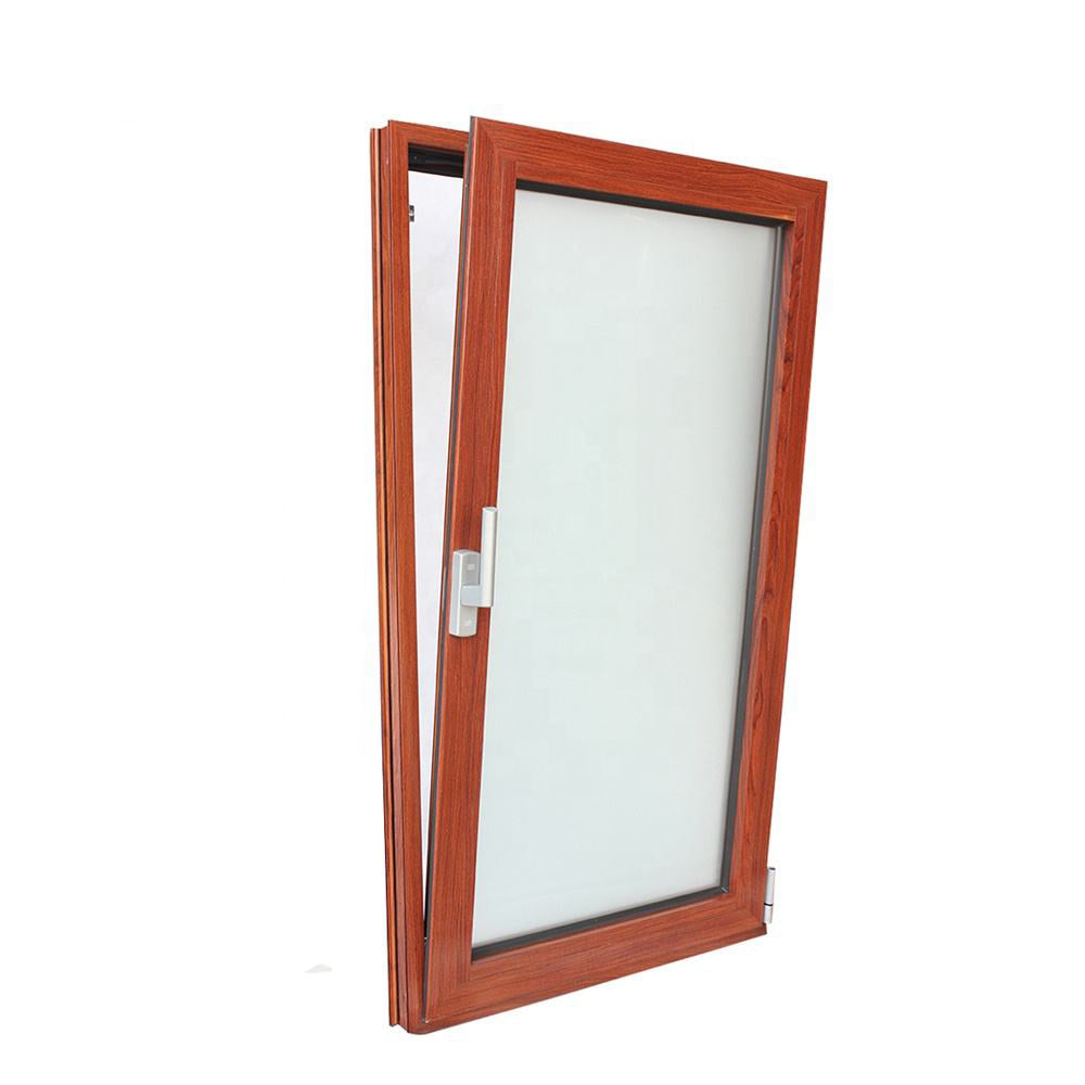 Rothnow® Aluminum 50 Series Tilt & Turn Window with wood grain pattern, black frame, 1000mm W x 1000mm H, modern design