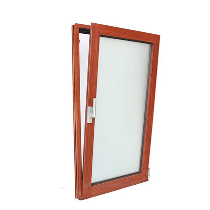 Rothnow® Aluminum 50 Series Tilt & Turn Window with wood grain pattern, black frame, 1000mm W x 1000mm H, modern design