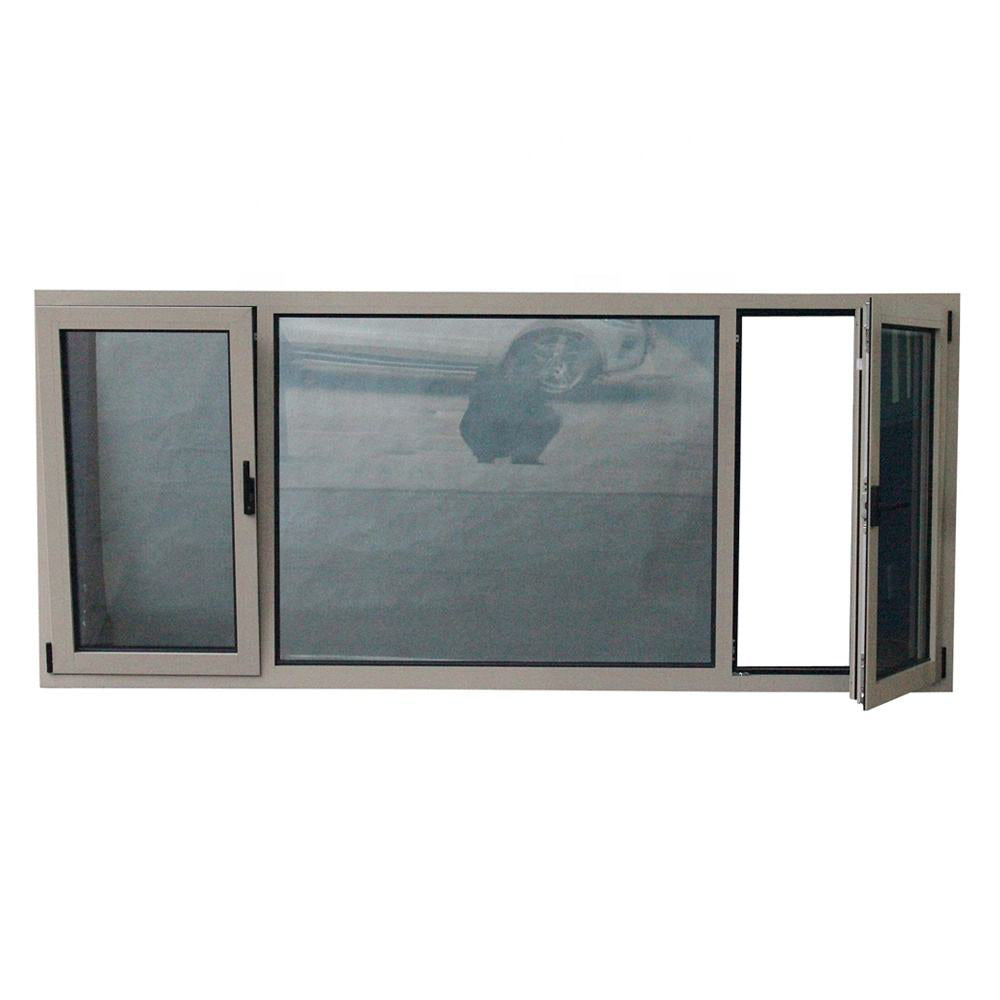 Rothnow® Aluminum Window 50 Series tilt and turn window with wood grain pattern, black frame, 1000mm W x 1000mm H.