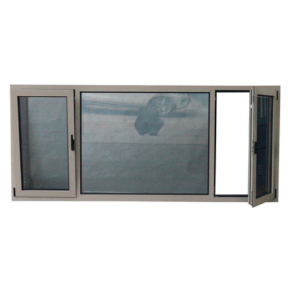 Rothnow® Aluminum Window 50 Series tilt and turn window with wood grain pattern, black frame, 1000mm W x 1000mm H.