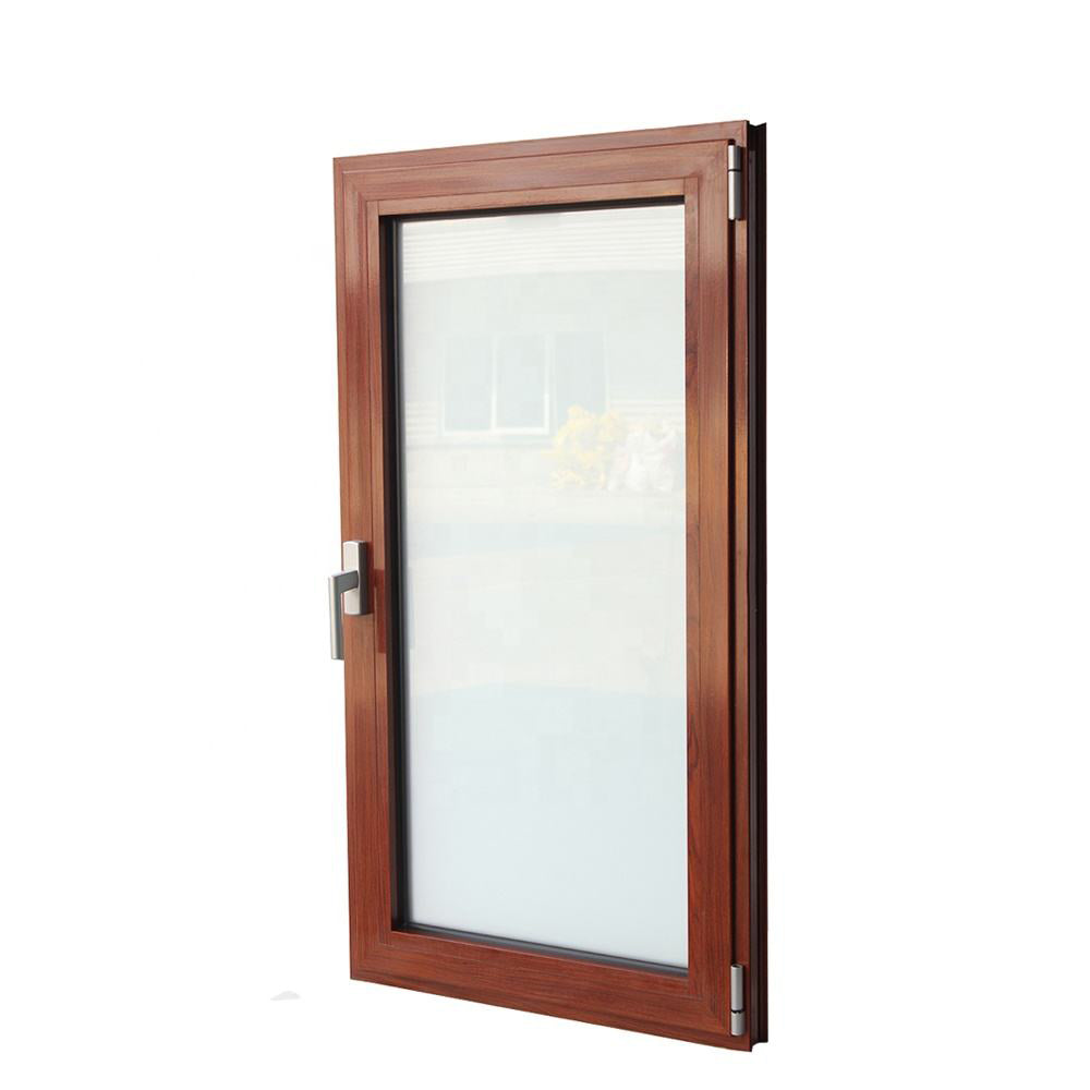 Rothnow® Aluminum 50 Series Tilt & Turn Window with wood grain pattern, black frame, 1000mm W x 1000mm H, modern window design