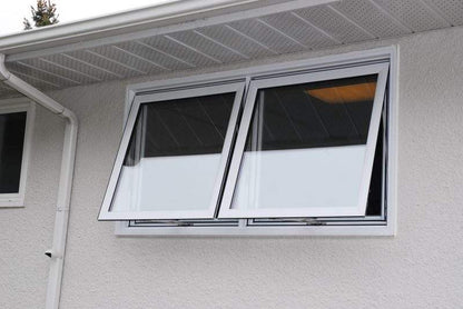 Rothnow® Aluminum 55 Series Awning Window in black, 1000mm W x 1000mm H, with open window pane and sleek frame design.