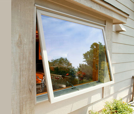 Rothnow® Aluminum 55 Series Awning Window with thermal break, black finish, 1000mm wide by 1000mm high, modern design.