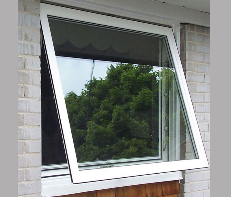 Black Rothnow Aluminum 55 Series Awning Window with thermal break, 1000mm x 1000mm, showcasing its sleek design and durable frame.