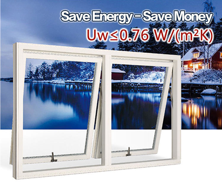 Rothnow® Aluminum 55 Series Awning Window with thermal break, black finish, 1000mm wide by 1000mm high window with open awning style.