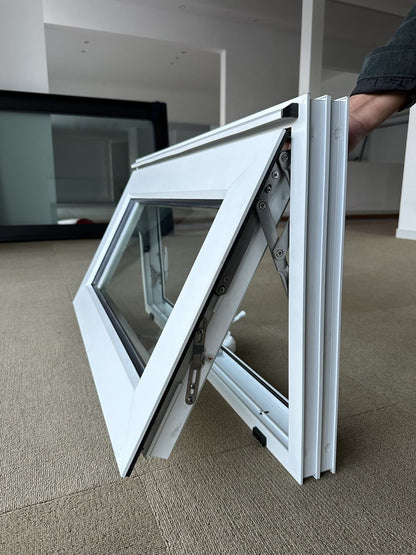 Rothnow® Aluminum 55 Series Chain Winder Awning Window, black finish, 1000mm x 1000mm, with chain winder for easy opening.