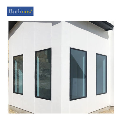 Rothnow® Aluminum Window 55 Series fixed window with black frame, 1000mm wide by 1000mm high, showing sleek modern design.