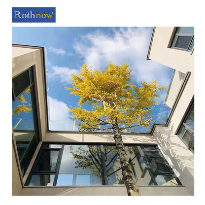 Rothnow® Aluminum Window 55 Series fixed window in black, 1000mm wide by 1000mm high, with sleek modern design.