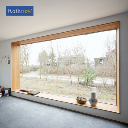 Rothnow Aluminum Window 55 Series fixed window with black frame, 1000mm x 1000mm, showcasing sleek modern design.