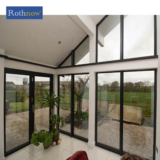 Rothnow® Aluminum 55 Series fixed oversized window with black frame, 1000mm by 1000mm, showcasing sleek modern design.