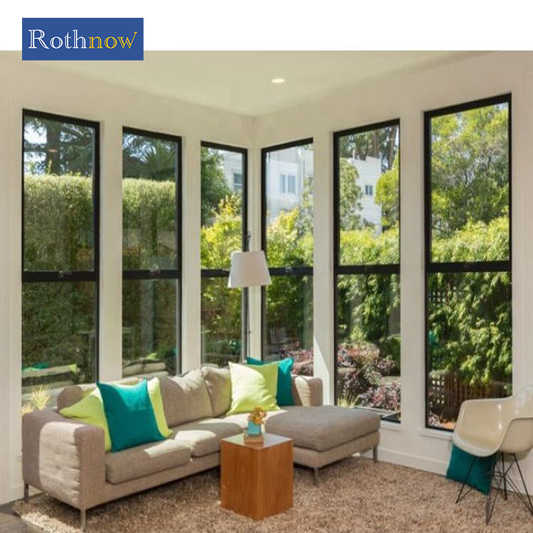 Rothnow Aluminum 55 Series fixed window, oversized black window with 1000mm width and 1000mm height, sleek modern design.