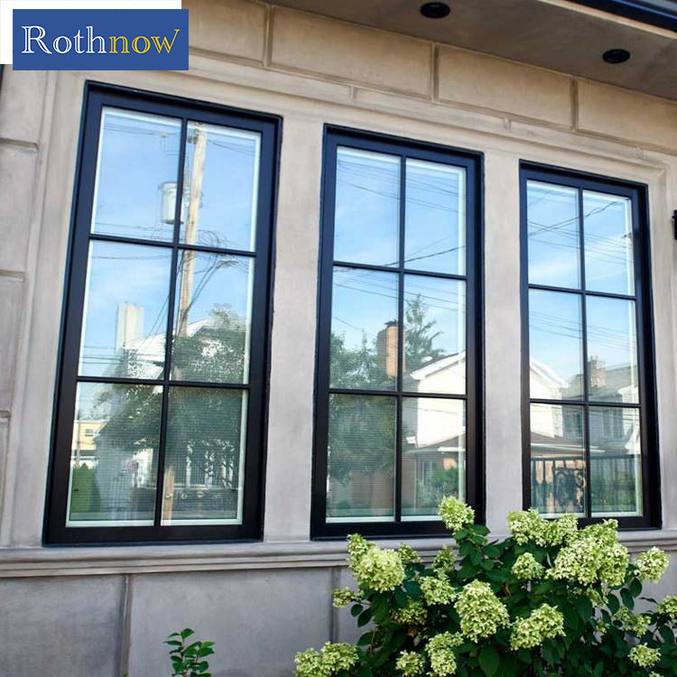 Rothnow® Aluminum 55 Series fixed window, 1000mm W x 1000mm H, black oversized window with sleek frame
