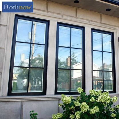 Rothnow® Aluminum 55 Series fixed window, 1000mm W x 1000mm H, black oversized window with sleek frame