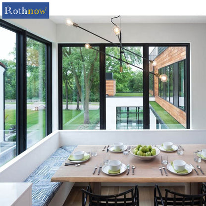 Rothnow® aluminum 55 Series fixed window, black oversized window with 1000mm width and height, showcasing sleek modern design.