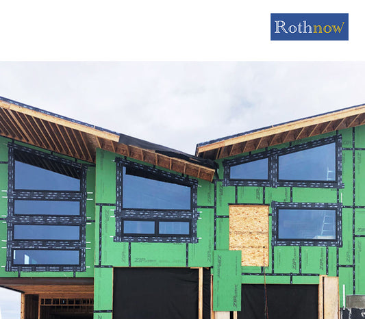 Rothnow® Aluminum Window 55 Series fixed window with nailed fin, black finish, 1000mm x 1000mm, modern design for residential use