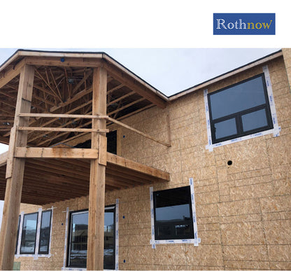 Rothnow® 55 Series Aluminum Fixed Window with Nailed Fin, black finish, 1000mm x 1000mm window for modern home installation