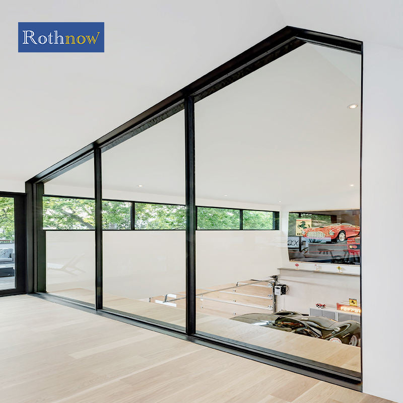 Rothnow® Aluminum 55 Series Fixed Window with decorative strips, black finish, 1000mm x 1000mm, modern window design
