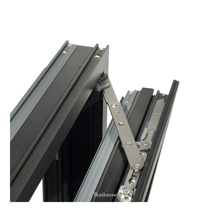 Rothnow® Aluminum Window 55 Series thermal break tilt and turn window, black finish, 1000mm x 1000mm, modern design