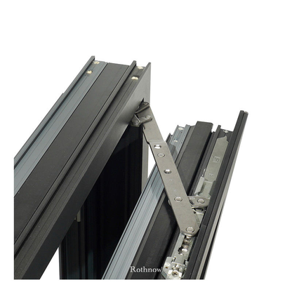 Rothnow® Aluminum Window 55 Series thermal break tilt and turn window, black finish, 1000mm x 1000mm, modern design