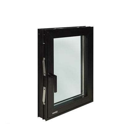Rothnow® Aluminum 55 Series Thermal Break Tilt & Turn Window in black, 1000mm W x 1000mm H, with sleek modern design.