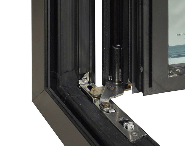 Rothnow Aluminum 55 Series thermal break tilt and turn black window, 1000mm x 1000mm, with black frame and modern design.
