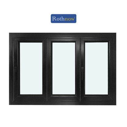 Rothnow® Aluminum 70 Series Folding Window with thermal break, black finish, 1000mm wide by 1000mm high, open view of window frame