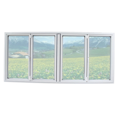 White Rothnow® 70 Series aluminum folding window, 1000mm x 1000mm, with black frame detail and openable window panes.