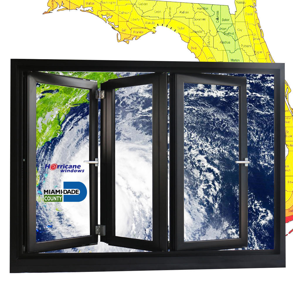 Rothnow® Aluminum Window 75 Series folding window with insulated glass, black frame, 1000mm W x 1000mm H, modern design