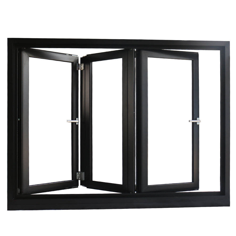 Rothnow® Aluminum Window 75 Series folding window with insulated glass, black frame, 1000mm x 1000mm size, modern design