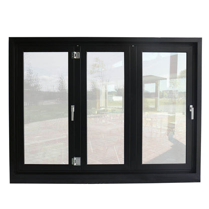 Rothnow® Aluminum Window 75 Series folding window with insulated glass, black frame, 1000mm x 1000mm, modern design