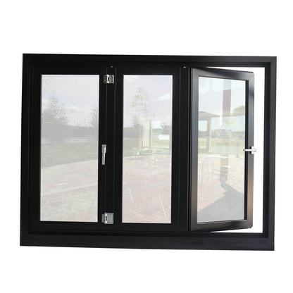 Rothnow® Aluminum Window 75 Series folding window with insulated glass, black frame, 1000mm x 1000mm size, modern design.
