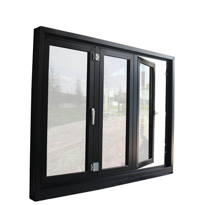 Rothnow® Aluminum Window 75 Series folding window with insulated glass, black finish, 1000mm x 1000mm, modern design.