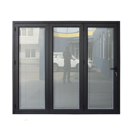 Rothnow® Aluminum Window 75 Series folding window with black frame and interior louver, 1000mm x 1000mm size.